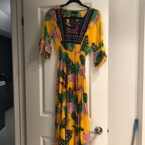 Jonker gallery yellow green palm embroidered dress